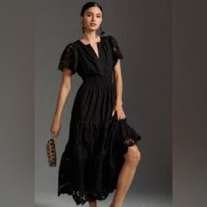 Anthropologie Somerset Maxi dress, Black lace pattern size large